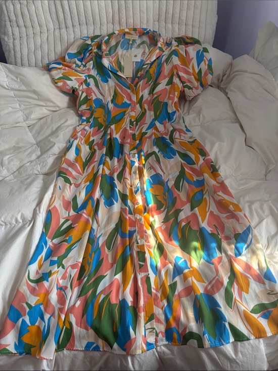 Melloday Dresses & Skirts - Vibrant Multi-Color Button-Front Floral Midi Dress XL